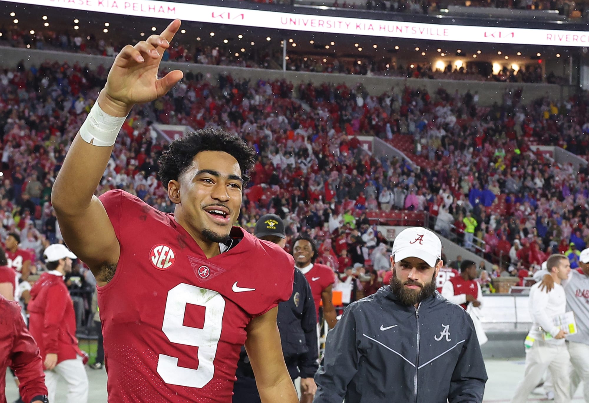 Fan returns Bryce Young's football from his first career NFL TD