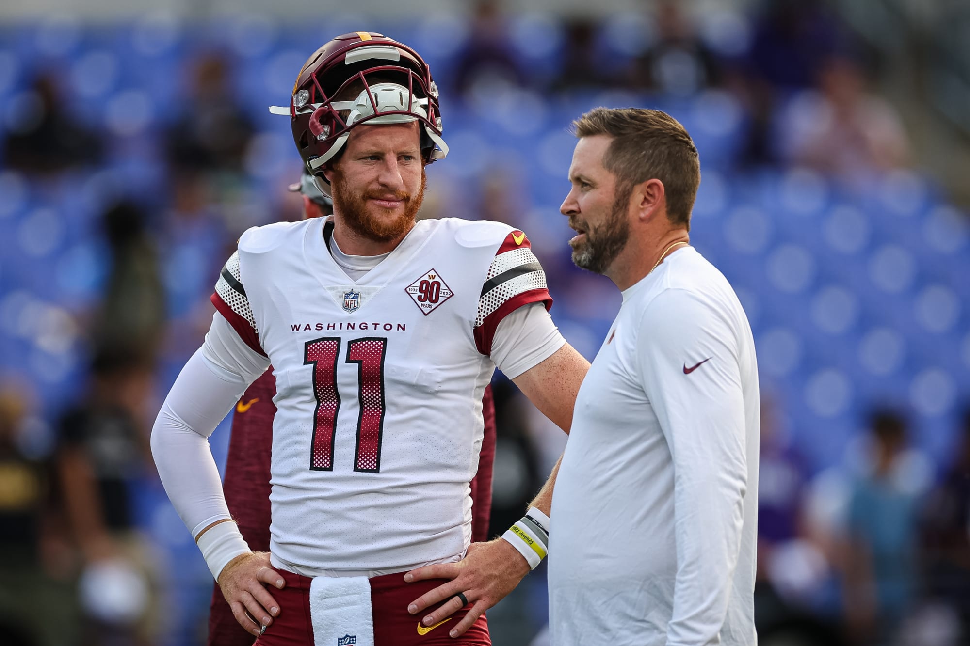 BALTIMORE, MD - AUGUST 27: Washington Commanders offensive tackle