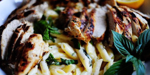 Grilled Chicken with Lemon Basil Pasta