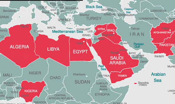 Isis Map Of The World ISIS horrormap reveals how ISIS terror will infect world if not 