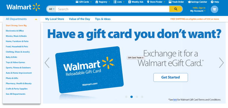 Walmart S New Site Allows Consumers To Exchange Unwanted Gift Cards For Walmart E Cards Techcrunch