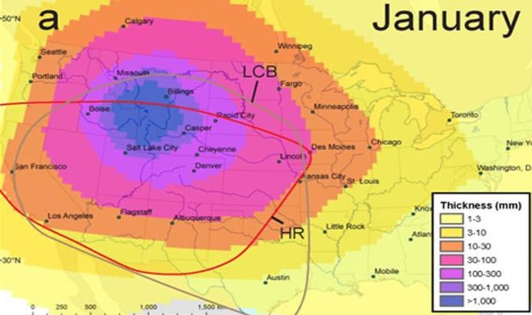 Yellowstone Volcano Destruction Map Yellowstone volcano eruption map: Nowhere is safe from volcanic 