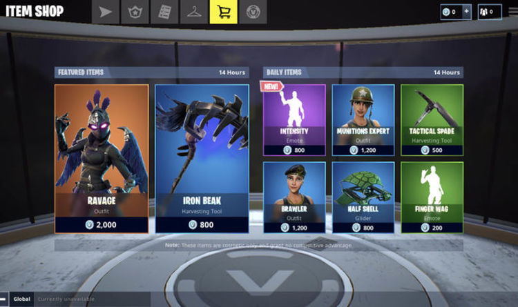 Current fortnite store skins