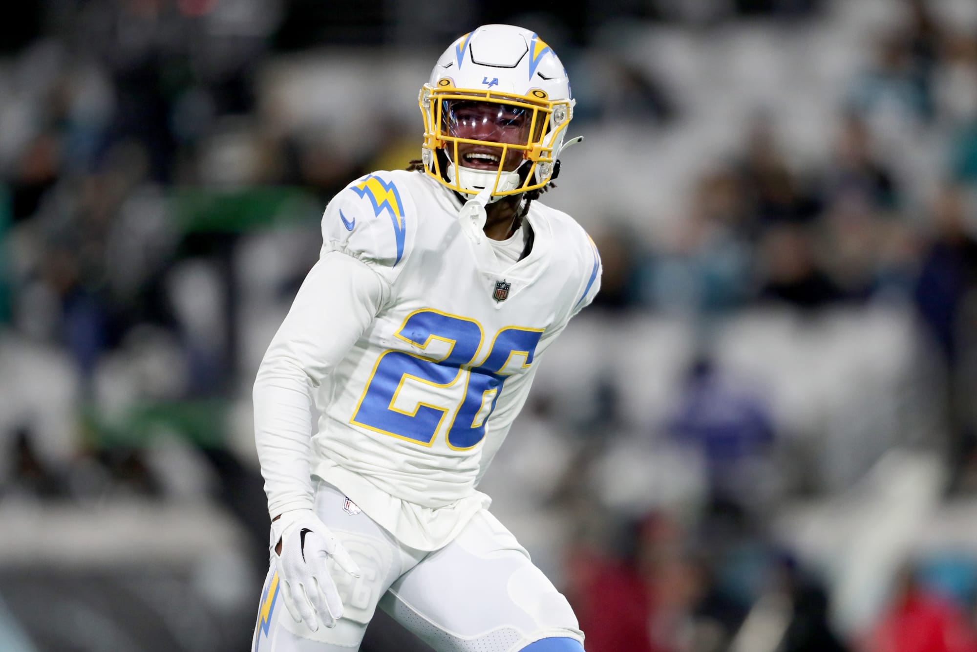 Cornerback (26) Asante Samuel, Jr of the Los Angeles Chargers