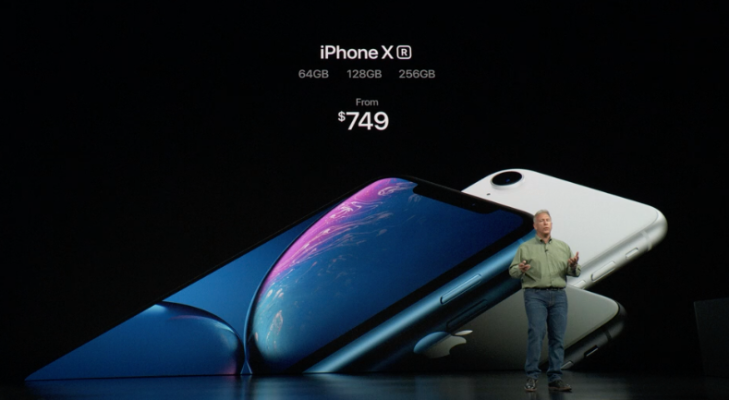 prices of the iPhone XS, XS Max and XR 