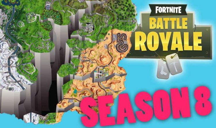 fortnite season 8 map another new location leaks map to get destroyed on release date gaming entertainment express co uk - where are the three dinosaurs in fortnite season 8