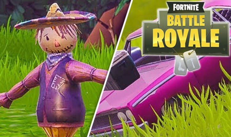 Fortnite Search Between A Scarecrow Pink Hotrod And Big Screen - fortnite search between a scarecrow pink hotrod and big screen week 2 challenge guide