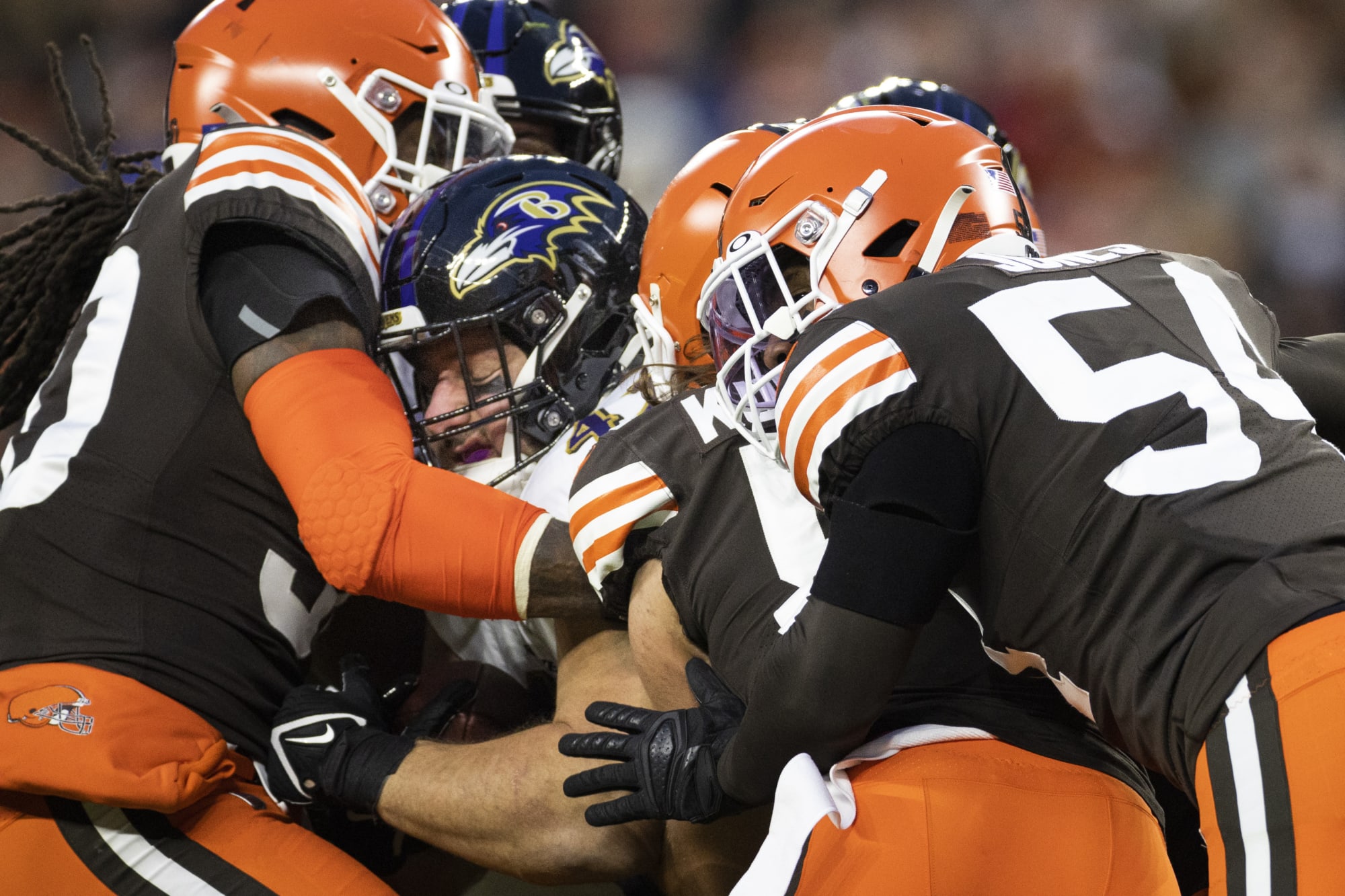 Baltimore Ravens fullback Patrick Ricard (42) looks on in the