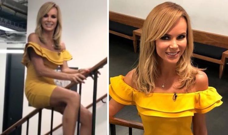 Amanda Holden This Morning Host Flashes Thigh As She Slides Down