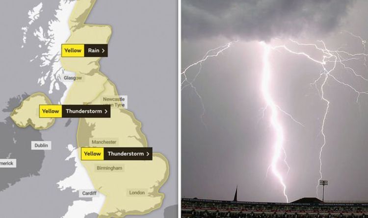 Î‘Ï€Î¿Ï„Î­Î»ÎµÏƒÎ¼Î± ÎµÎ¹ÎºÏŒÎ½Î±Ï‚ Î³Î¹Î± Yellow weather warning for thunderstorms across parts of U.K., travel chaos expected