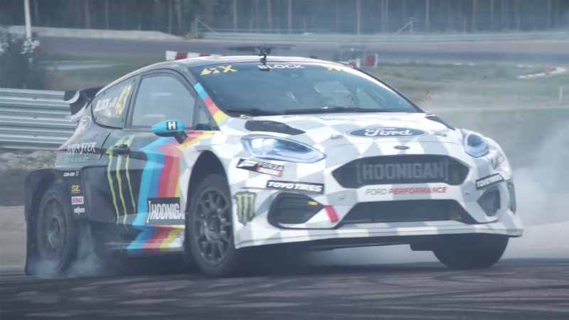 Ken Block Does Laps Kills Tires With Electric Ford Fiesta Rally Car Autoblog