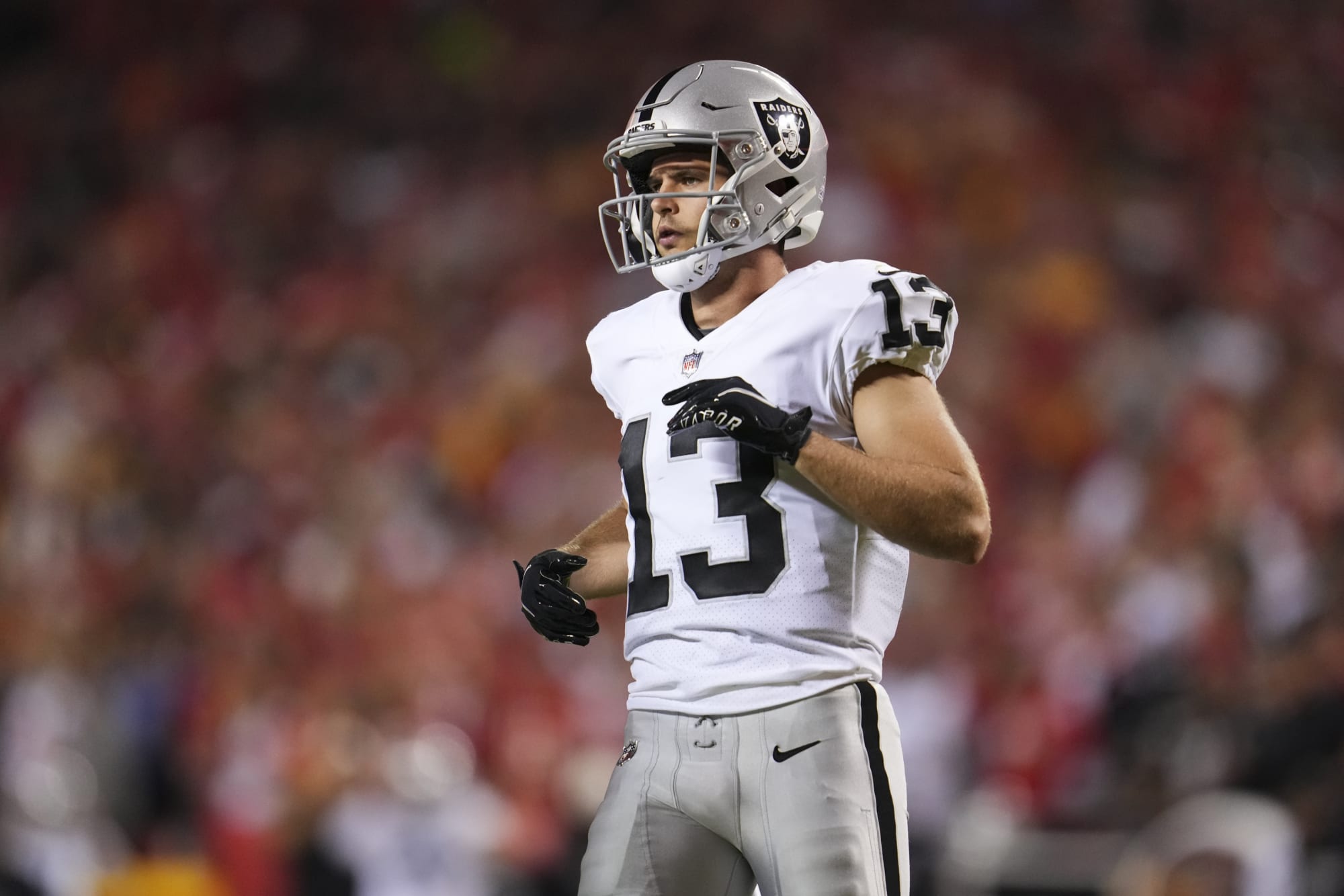 Las Vegas Raiders wide receiver Hunter Renfrow (13) warms up before an NFL  football game against the Houston Texans, Sunday, Oct. 23, 2022, in Las  Vegas. (AP Photo/John Locher Stock Photo - Alamy