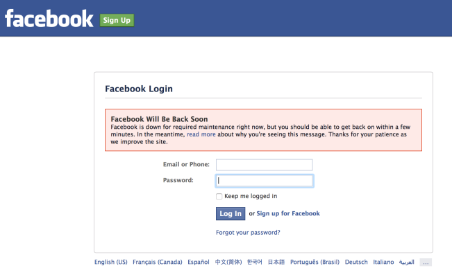 Facebook Is Down For Many Users Right Now Update It S Back Techcrunch