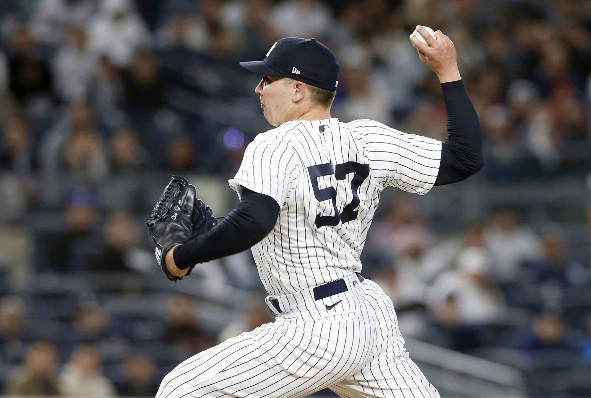 New York Yankees relief pitcher Chad Green throws against the