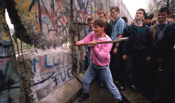 Image result for berlin wall falling tear down that wall