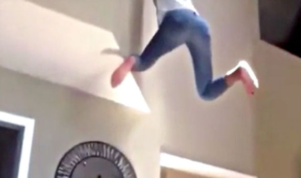 Woman Falls From Ceiling And Lands On Fish Tank In Shocking