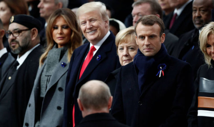 Image result for TRUMP GREETS PUTIN armistice